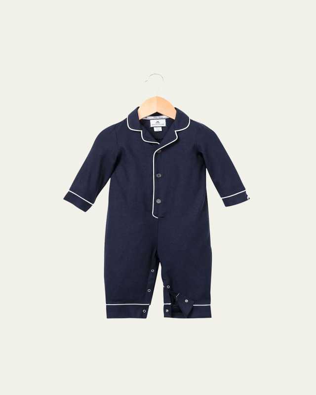 Contrast-Piping Collared Coverall, Size 0-24 Months